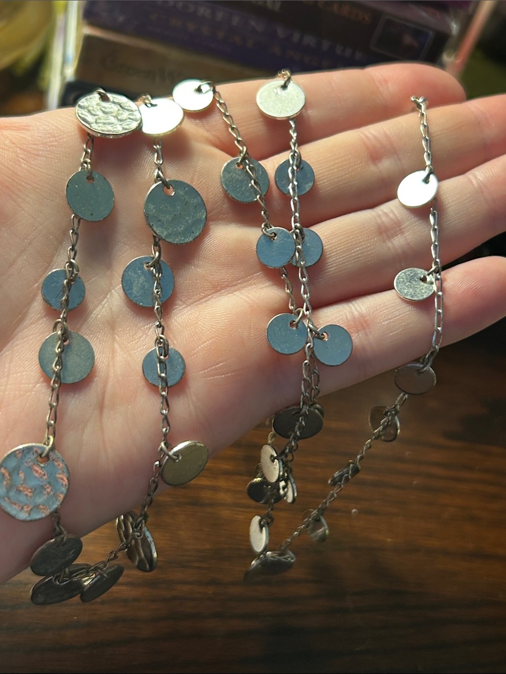 Mine West Silver Disc Dangle Necklace